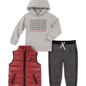 Calvin Klein 3 Pc Little Boys Vest Hoodie Joggers